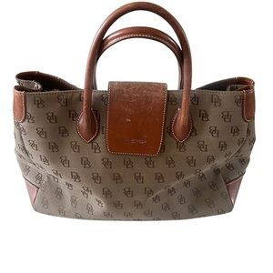 Dooney & Bourke Shoulder Bag Purse Brown Tan Logo Leather